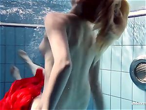 scorching platinum-blonde Lucie French nubile in the pool