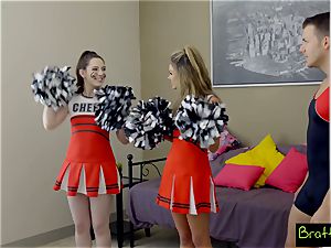 teen cheerleader drills her stepbrother